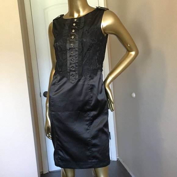 KAREN MILLEN  Black Lace Inset Cocktail Pencil Dress 𝐍𝐄𝐖 𝐖𝐈𝐓𝐇 𝐓𝐀𝐆𝐒! - Picture 2 of 16